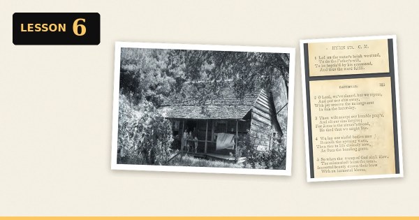 The Harmon home in Cades Cove beside a baptismal hymn